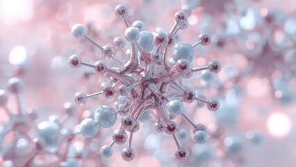 Abstract artistic visualization of a complex molecule, hyper-detailed, intricate interconnected atoms