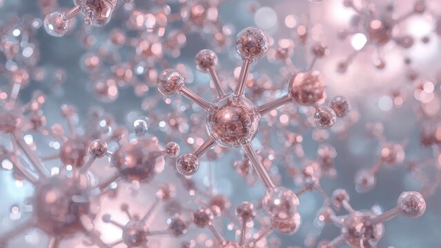 Abstract artistic visualization of a complex molecule, hyper-detailed, intricate interconnected atoms