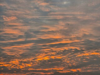 The beautiful orange dusk sky view in the  afternoon