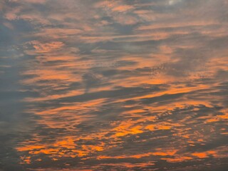 The beautiful orange dusk sky view in the  afternoon