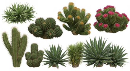 Isolated Cacti Flora Greenery Set PNG for Green Garden Decoration