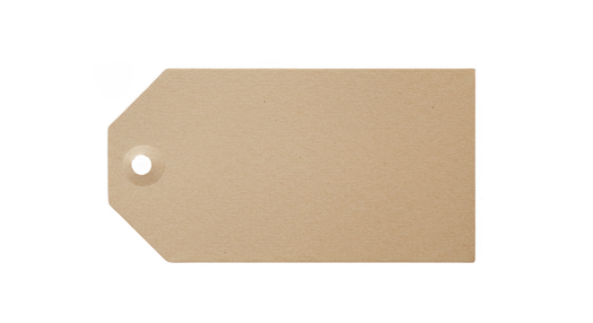 Isolated Empty Blank Brown Cardboard Price Tag With String On Transparent