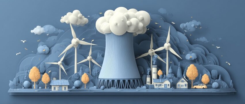 Of numerous symbols denoting greenhouse gas neutrality, renewable energy, and eco-friendly initiatives for a sustainable future