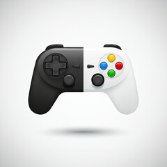 Black and White Game Controller Illustration