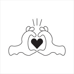 hand and love icon in line and flat style
