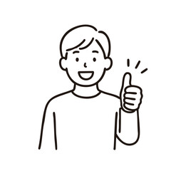 Businessman giving thumbs-up OK sign, minimal line art illustration