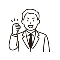 Businessman striking fighting pose, minimal line art illustration