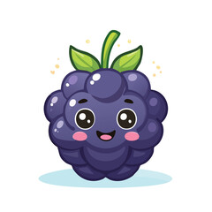 Obraz premium Vector of Cute Blackberry with Bold Black Outline Happy Expression No Gradients Clean Style