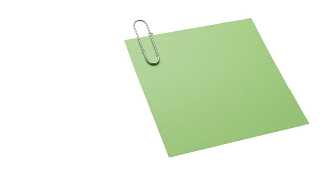 Isolated Green Note with Clip PNG for Office Memo Reminder - Powered by Adobe