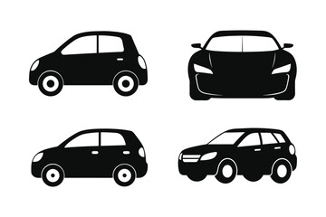 Car silhouette  vector bundle  illustration, Set of black Car silhouette  vector