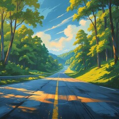 road in autumn forest