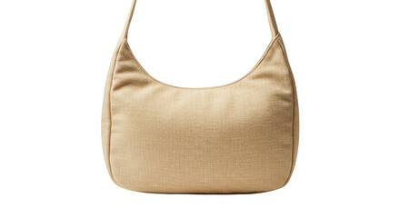 Isolated Beige Shoulder Bag Made of Fabric on a Transparent Backdrop