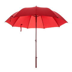 Isolated Full Shot of Red Umbrella for Rainy Season on Transparent