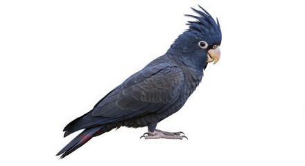 Fototapeta premium Black palm cockatoo bird isolated on white background. Tropical parrot animal for wild nature and aviary concept.