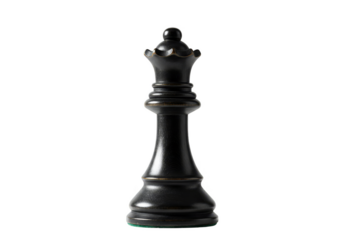 Isolated Black Queen Chess Piece with Transparent Background Strategy