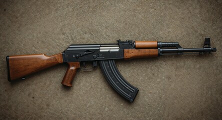 AK 47 assault rifle known for durability and rapid fire rate