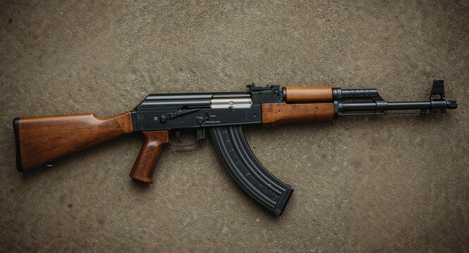 AK 47 assault rifle known for durability and rapid fire rate