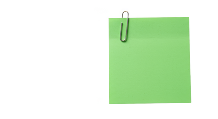 Isolated Green Note Paper Clip Reminder Notice Message Transparent