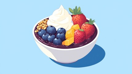 Colorful bowl of acai smoothie