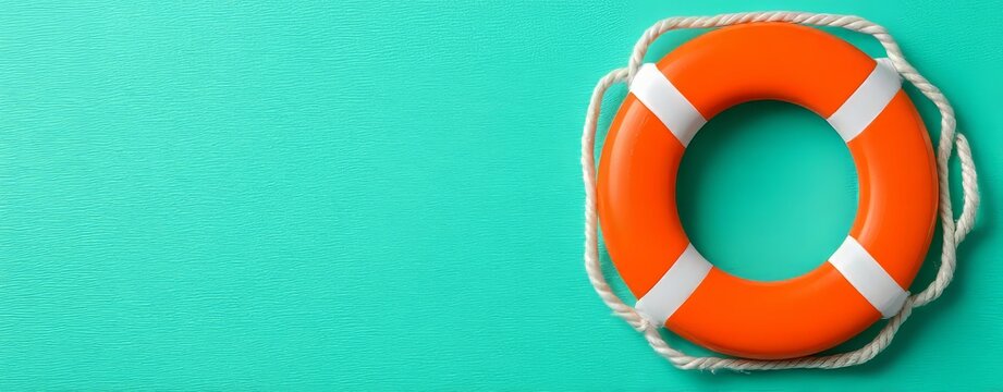 An orange life preserver, a beacon of assistance, bobbed quietly on the tranquil surface of the water
