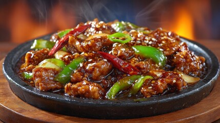 A closeup view of a traditional Chinese hotpot, complete with vegetables, meat, and tofu, as served during a Chinese New Year family meal