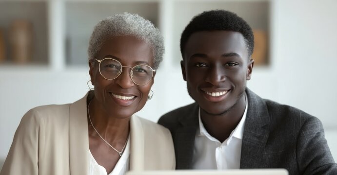 Laptops are essential tools for business people, interns, and mentors in an office setting, where they work together on projects, receive feedback, and gain valuable insights and advice from