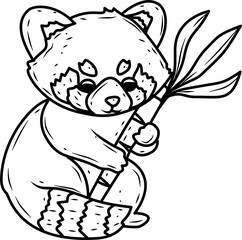 Cute red panda Vector illustration for coloring book.
