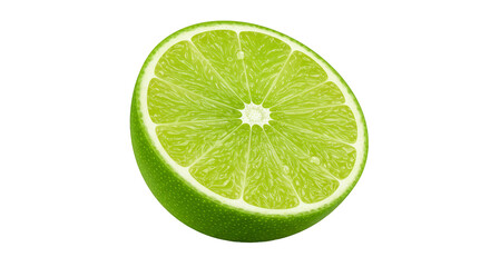 Isolated Half Lime Slice Fresh Green Citrus Fruit and Transparence