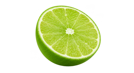 Isolated Half Lime Slice Fresh Green Citrus Fruit and Transparence