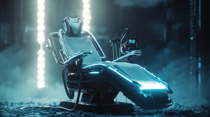 Futuristic Medical Chair: Cyberpunk Aesthetic