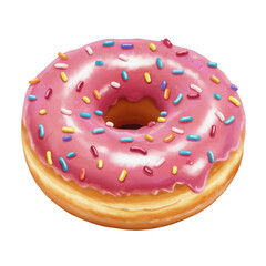 Isolated Illustration of Pink Icing Donut Sprinkles on Transparent Background