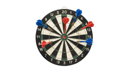 Isolated Dartboard with Darts Arrows Game Achievement on Transparent