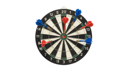 Isolated Dartboard with Darts Arrows Game Achievement on Transparent