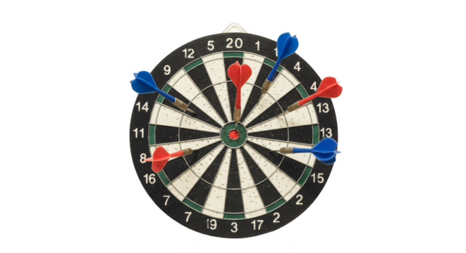 Isolated Dartboard with Darts Arrows Game Achievement on Transparent