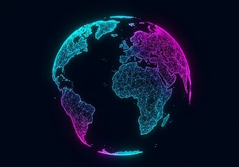 Digital globe showing continents connected by network lines