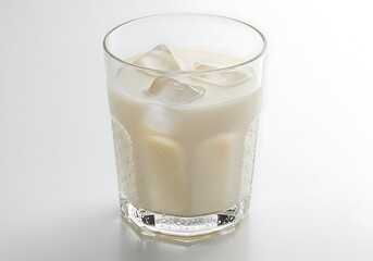 Glass of cold drink with ice cubes isolated on white background
