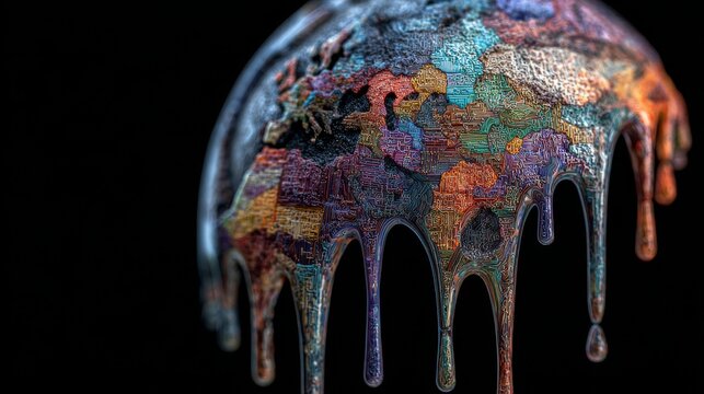 This dramatic image featuring a melting Earth model serves as a stark reminder of the urgent need for climate action Stock