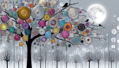 Brightly hued climate zones showcased within a digitally created landscape