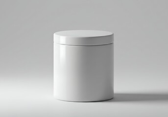 Blank white jar with lid isolated on white background in studio shot