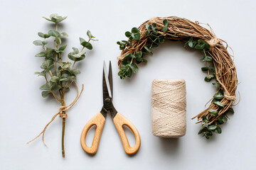 a pair of scissors a spool of twine and a spool of twine of twine of twine