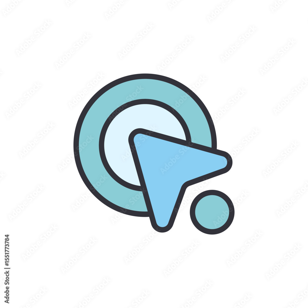 Poster contemporary pointer icon design with arrow and circular elements