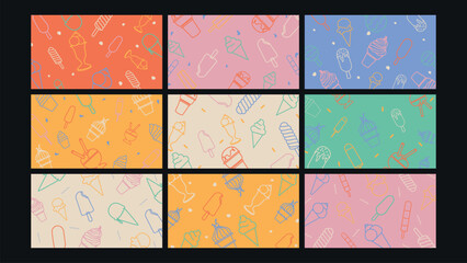 Ice cream and sweets background Set