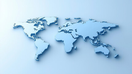 Detailed 3D Map of World with Soft Blue Tones for Background Use