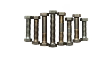 Isolated Metallic Bolts Hardware Steel Screw Industrial Equipment PNG