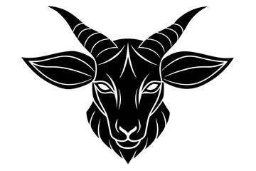 Silhouette Vector Art Illustration of Goat Head Logo in Black and White