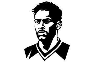 Silhouette Vector Art Illustration of Graphic Male Portrait in Black and White