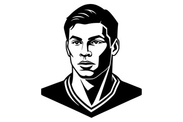 Silhouette Vector Art Illustration of Handsome Man Portrait in Monochrome