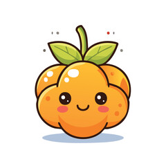 Vector of Cute Cloudberry with Bold Black Outline Happy Expression No Gradients Clean Style

