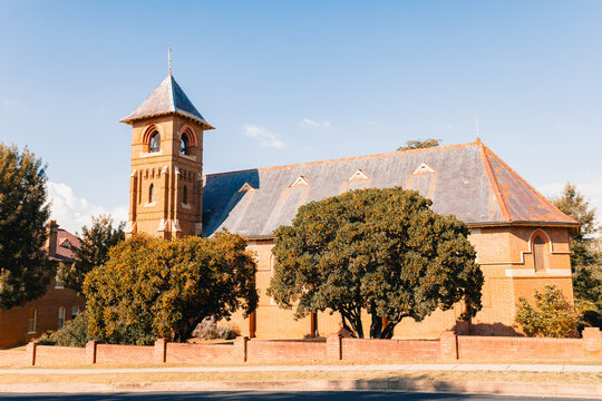 Large brick church in rural Australian town