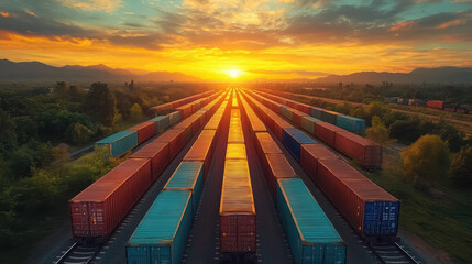 Global business of Container Cargo freight train for Business logistics concept